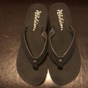 Cobian sparkly, black flip flops, size 8